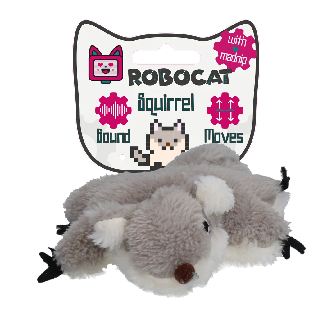 Jucărie interactivă pentru pisici, cu sunete și madnip – Robocat Veveriță - imagine 1