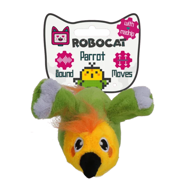 Jucărie interactivă pentru pisici, cu sunete și Madnip – Robocat Papagal