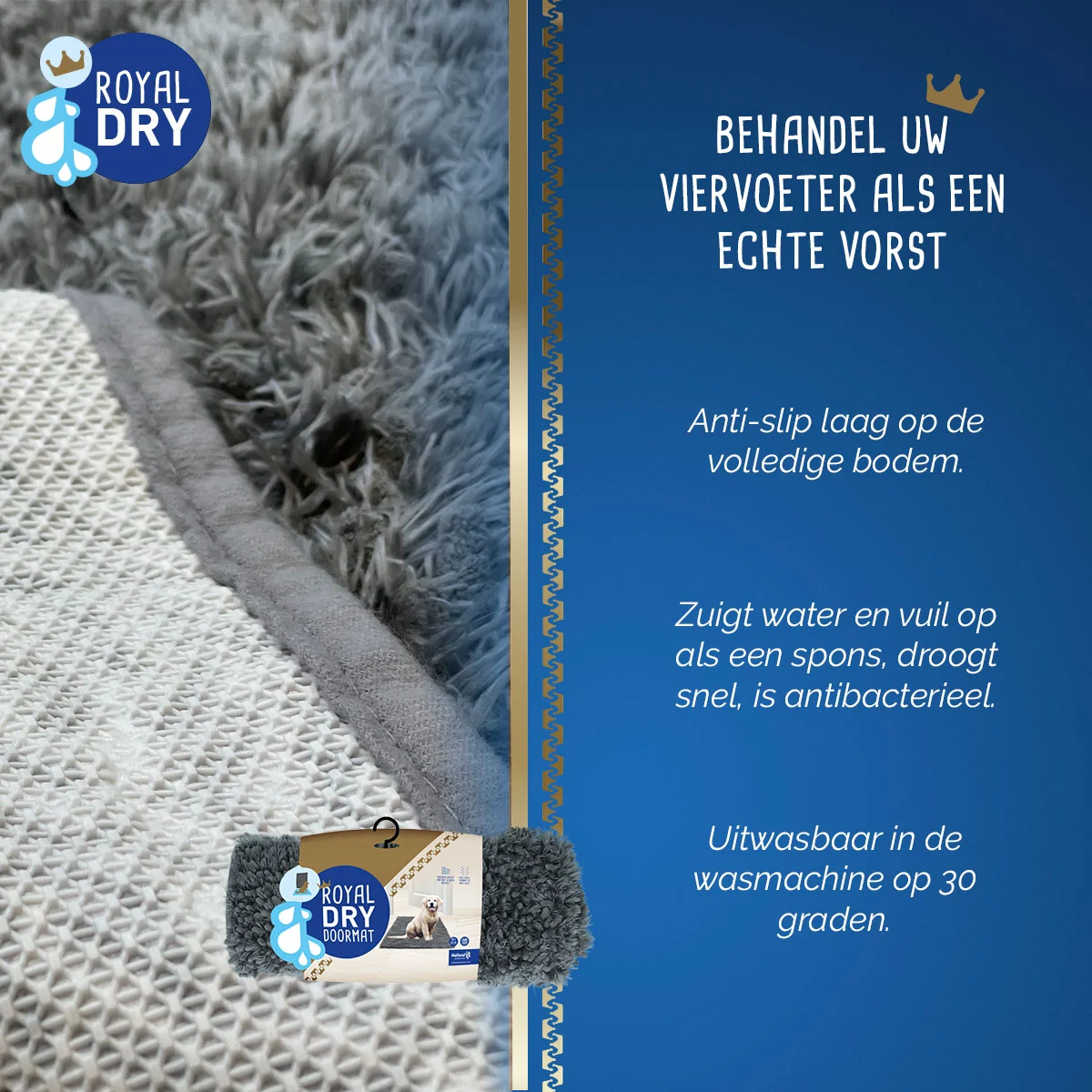 Covoraș pentru câini din microfibră absorbantă, 66 x 91 cm – Royal Dry - imagine 3