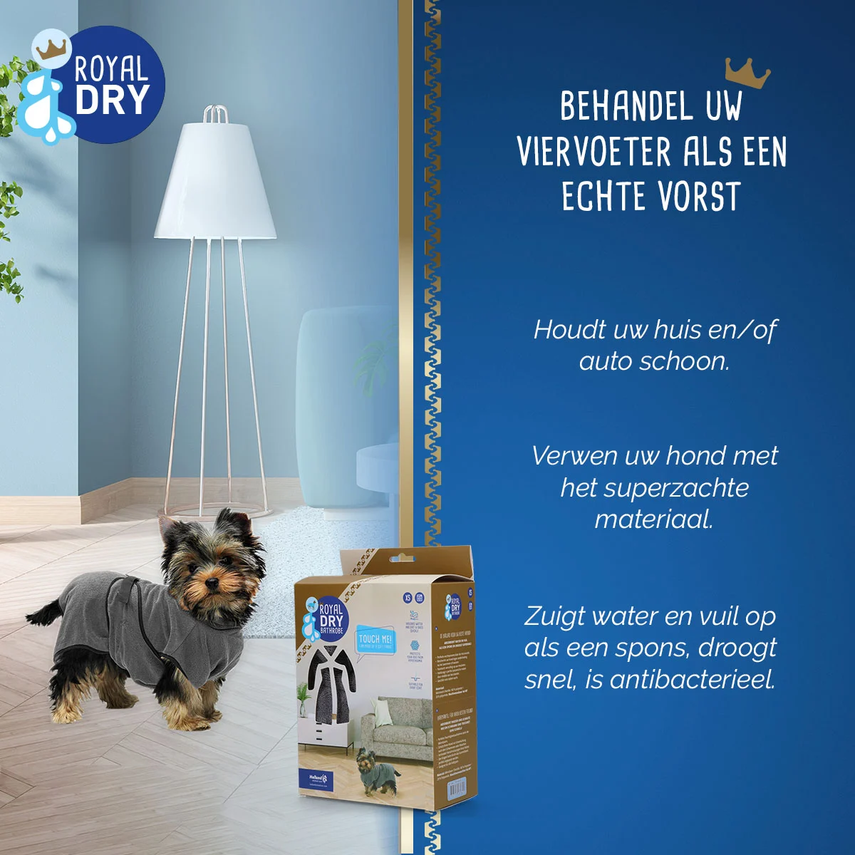 Halat pentru câini din microfibră XS, lungimea spatelui 30 până la 35 cm – Royal Dry - imagine 4