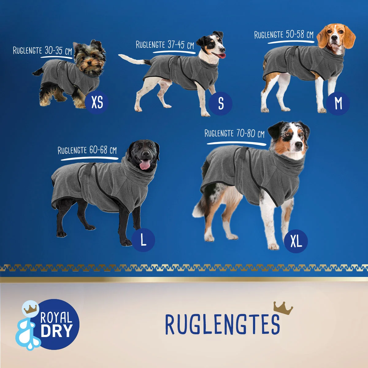 Halat pentru câini din microfibră XS, lungimea spatelui 30 până la 35 cm – Royal Dry - imagine 6