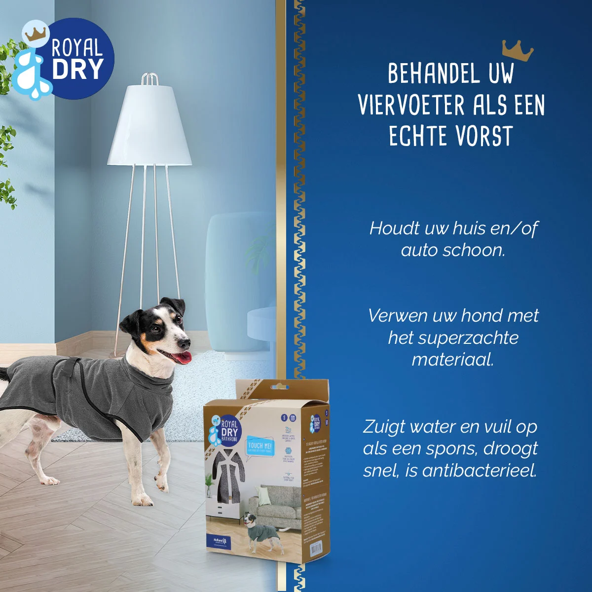 Halat pentru câini din microfibră S, lungimea spatelui 37 până la 45 cm – Royal Dry - imagine 5