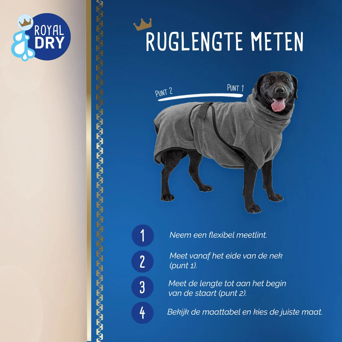 Halat pentru câini din microfibră S, lungimea spatelui 37 până la 45 cm – Royal Dry - imagine 3