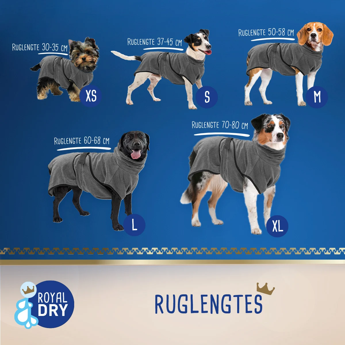 Sac de uscare pentru câini din microfibră S, lungime a spatelui 40 cm – Royal Dry Doggy Bag - imagine 3