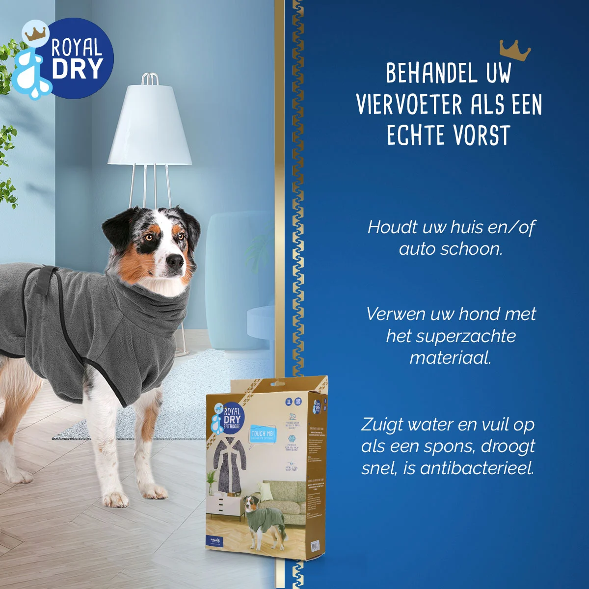 Halat pentru câini din microfibră XL, lungimea spatelui 70 până la 80 cm – Royal Dry - imagine 4