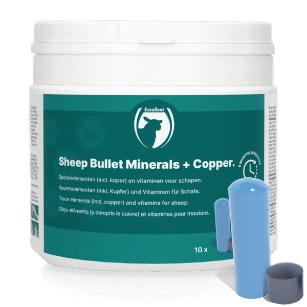 Bolus pentru oi cu cupru, 10 bolusuri și 10 microbullete – Excellent Sheep Bullet Minerals + Koper