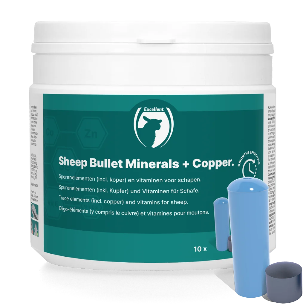 Bolus pentru oi cu cupru, 10 bolusuri și 10 microbullete – Excellent Sheep Bullet Minerals + Koper - imagine 1