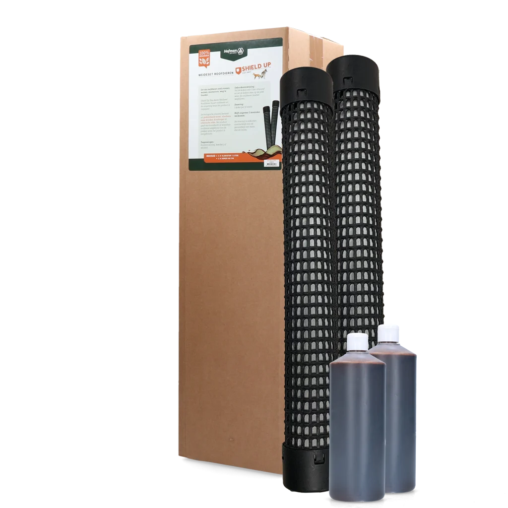 Set pentru pășune împotriva prădătorilor, 2 tuburi și 2 x 1 l de lichid – Shield Up Stay Away Weide Set Roofdieren - imagine 1