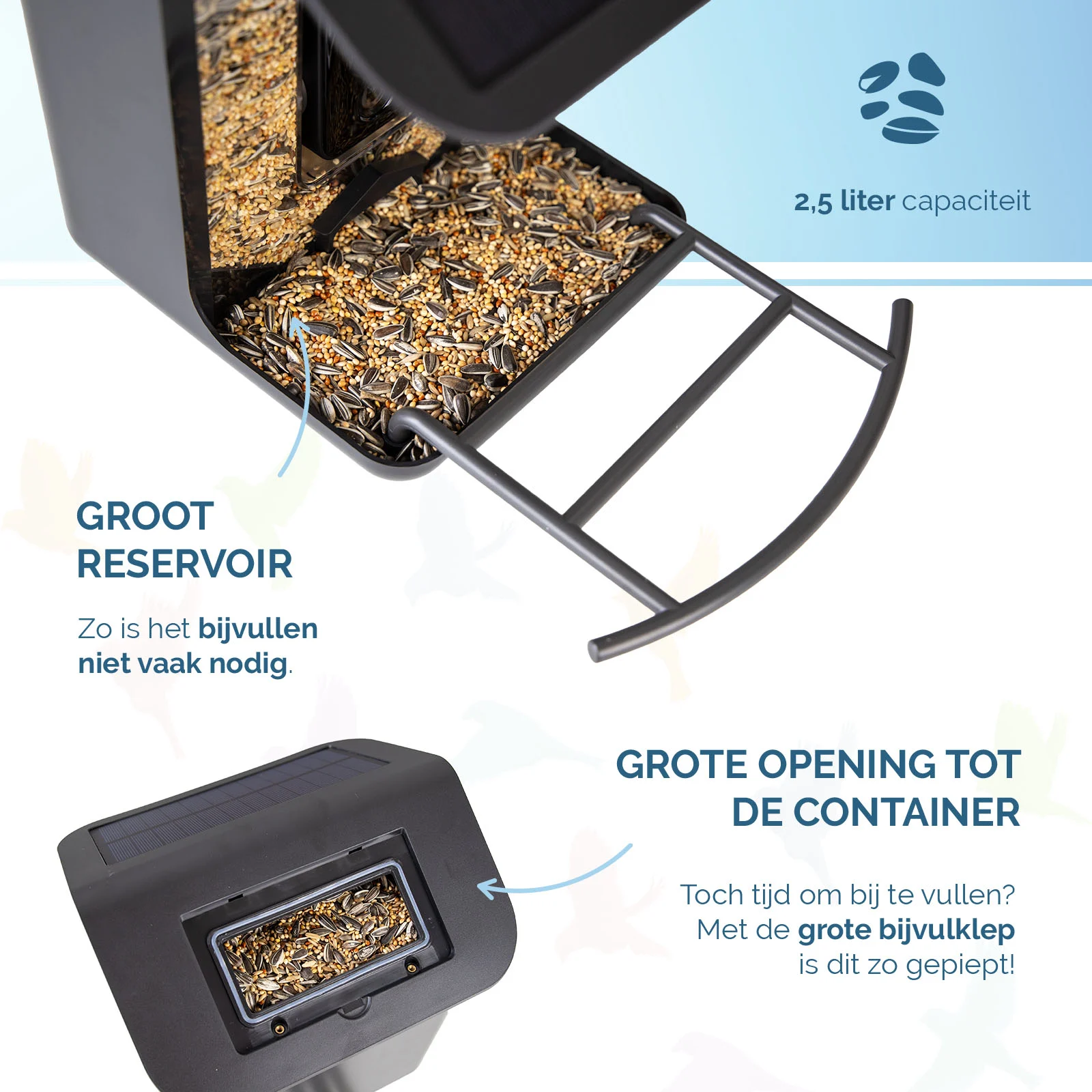 Hrănitoare pentru păsări cu cameră și panou solar, 1,5 l – Hofman Animal Care AI Bird Feeder - imagine 4