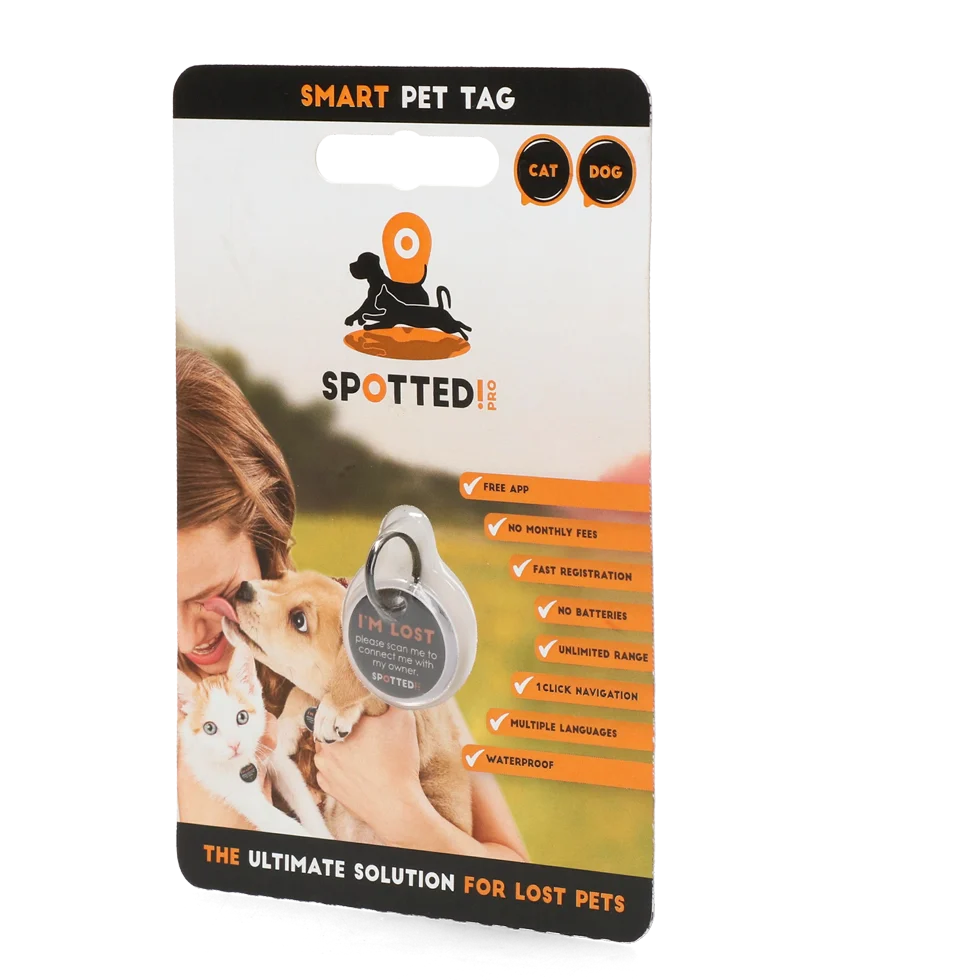 Etichetă pentru animal de companie S, pentru câini și pisici, impermeabilă – Spotted! Pro - imagine 1