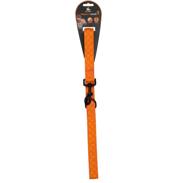 Lesă pentru câini cu inel în formă de D, 120 cm, portocalie – Spotted! Pro Perfect Leash