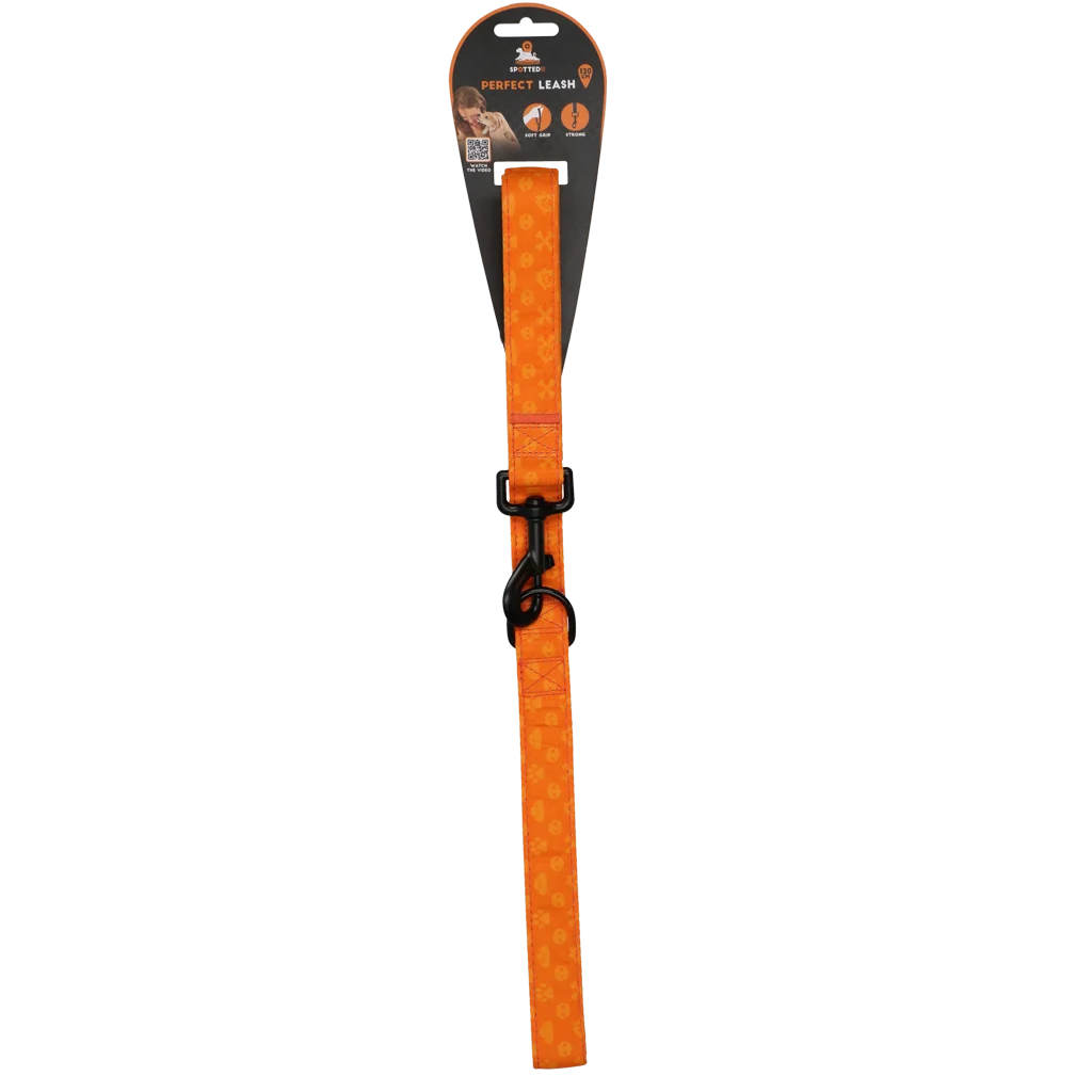 Lesă pentru câini cu inel în formă de D, 120 cm, portocalie – Spotted! Pro Perfect Leash - imagine 1