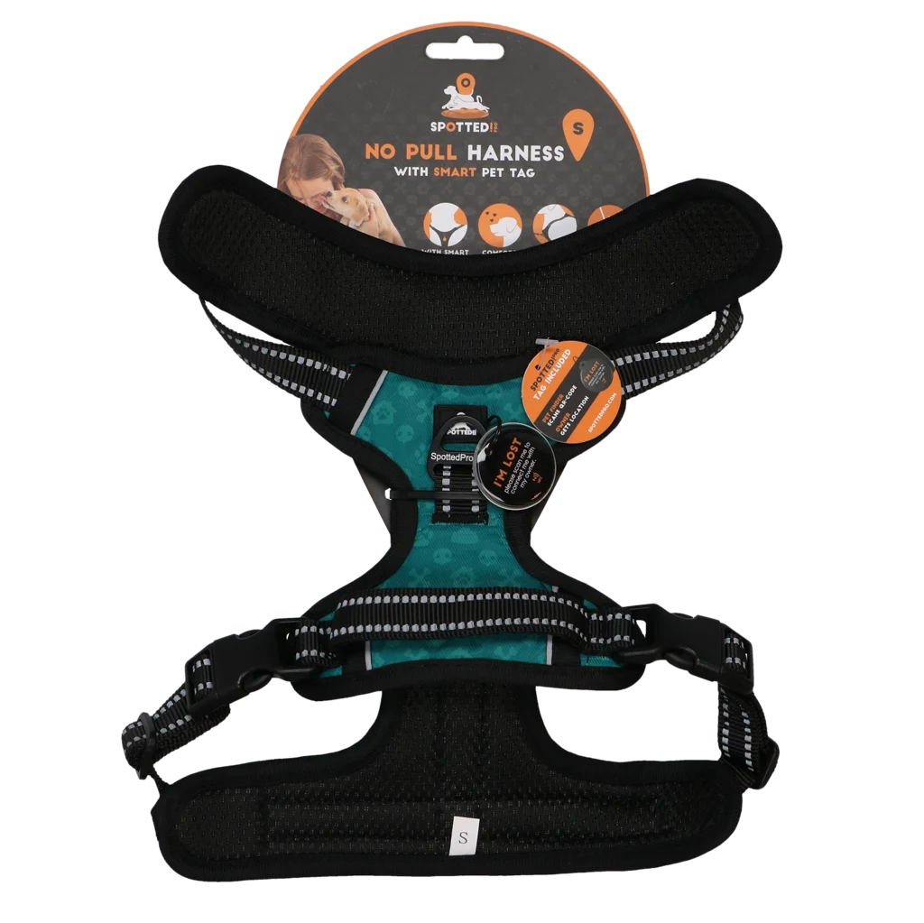 Ham anti tracțiune pentru câini cu mâner, verde, S – Spotted! Pro No Pull - imagine 1