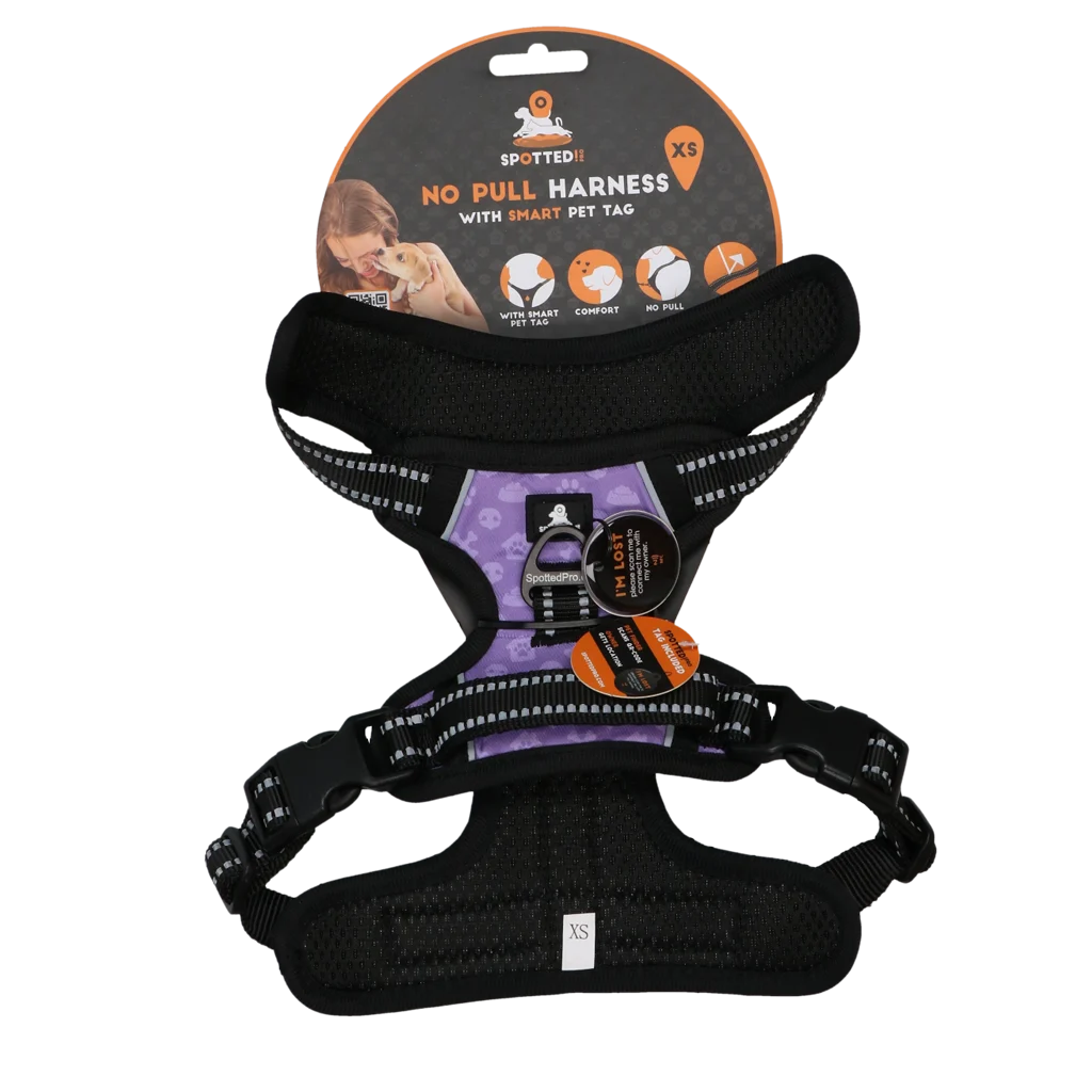 Ham pentru câini anti tragere cu mâner, mov XS – Spotted! Pro No Pull - imagine 1