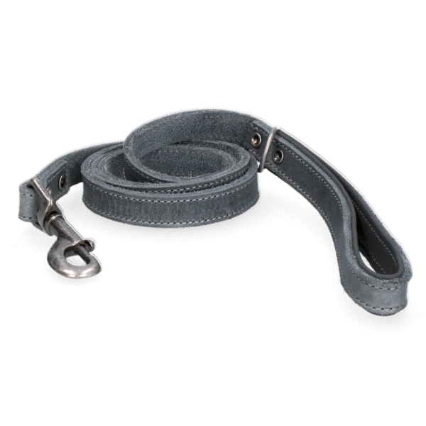 Lesă din piele pentru câini cu mâner căptușit, gri, 130 x 1,8 cm – Spotted! Pro