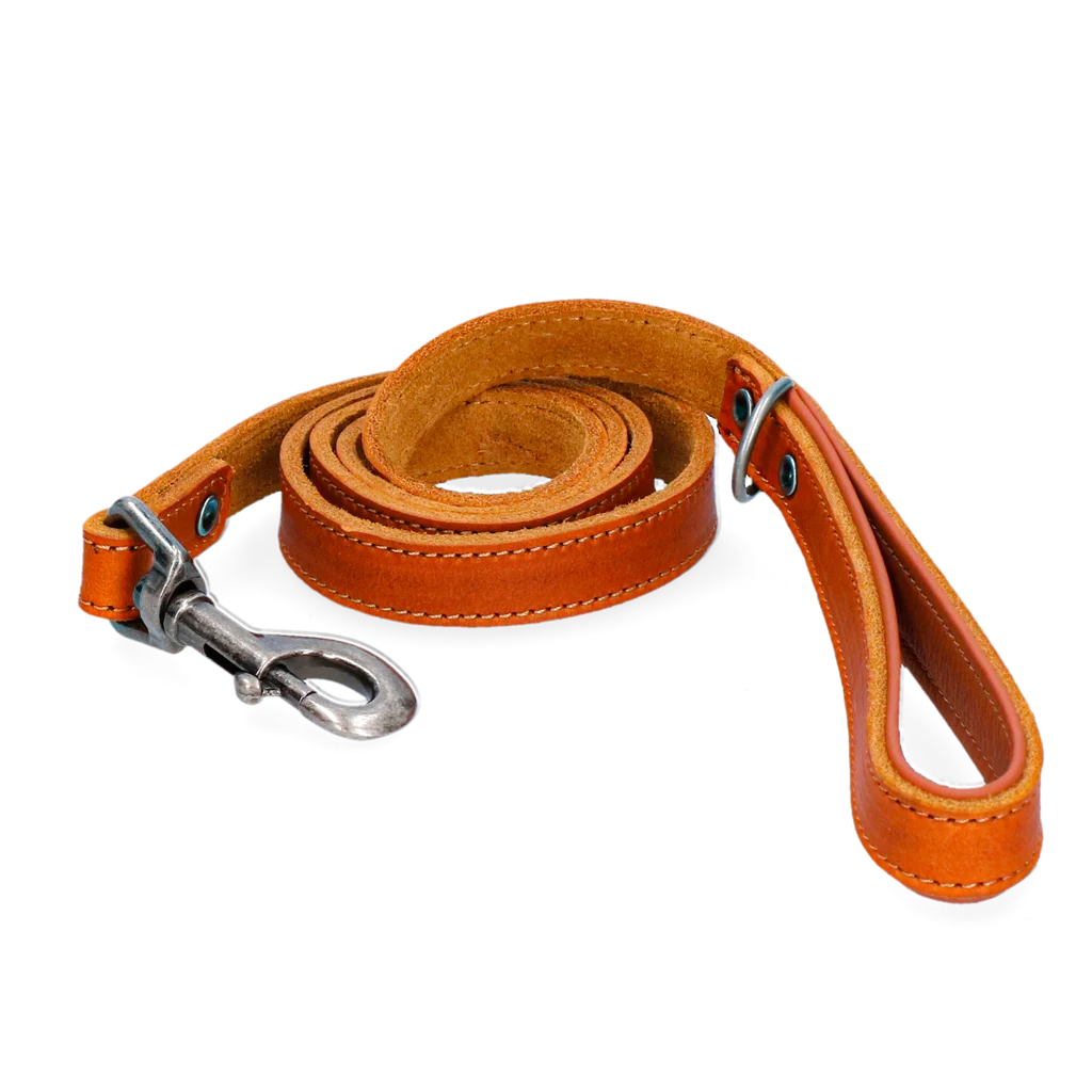 Lesă din piele pentru câini, cu mâner căptușit, cognac, 130 x 1,8 cm – Spotted! Pro - imagine 1
