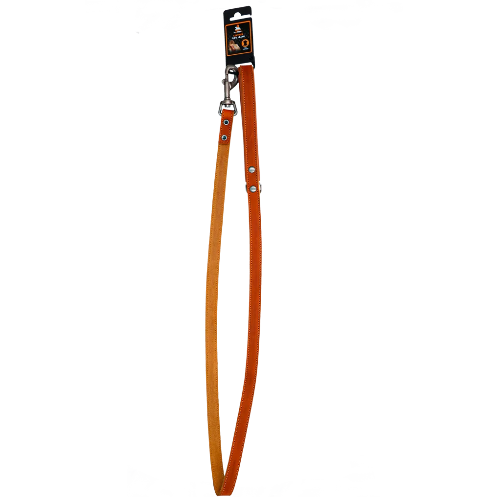 Lesă din piele pentru câini, cu mâner căptușit, cognac, 130 x 1,8 cm – Spotted! Pro - imagine 2