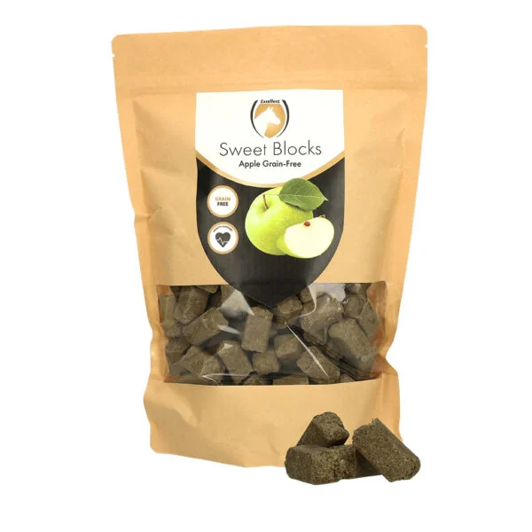 Recompense pentru cai cu măr, fără cereale, 1 kg – Excellent Horse Sweet Blocks Grain-Free
