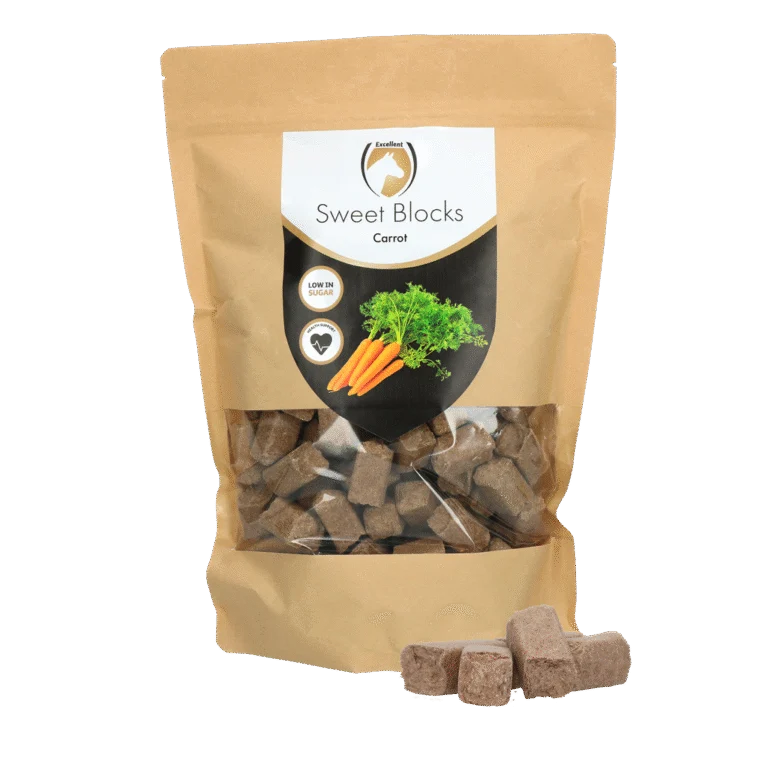 Recompense pentru cai cu morcov, conținut redus de zahăr, 1 kg – Excellent Horse Sweet Blocks