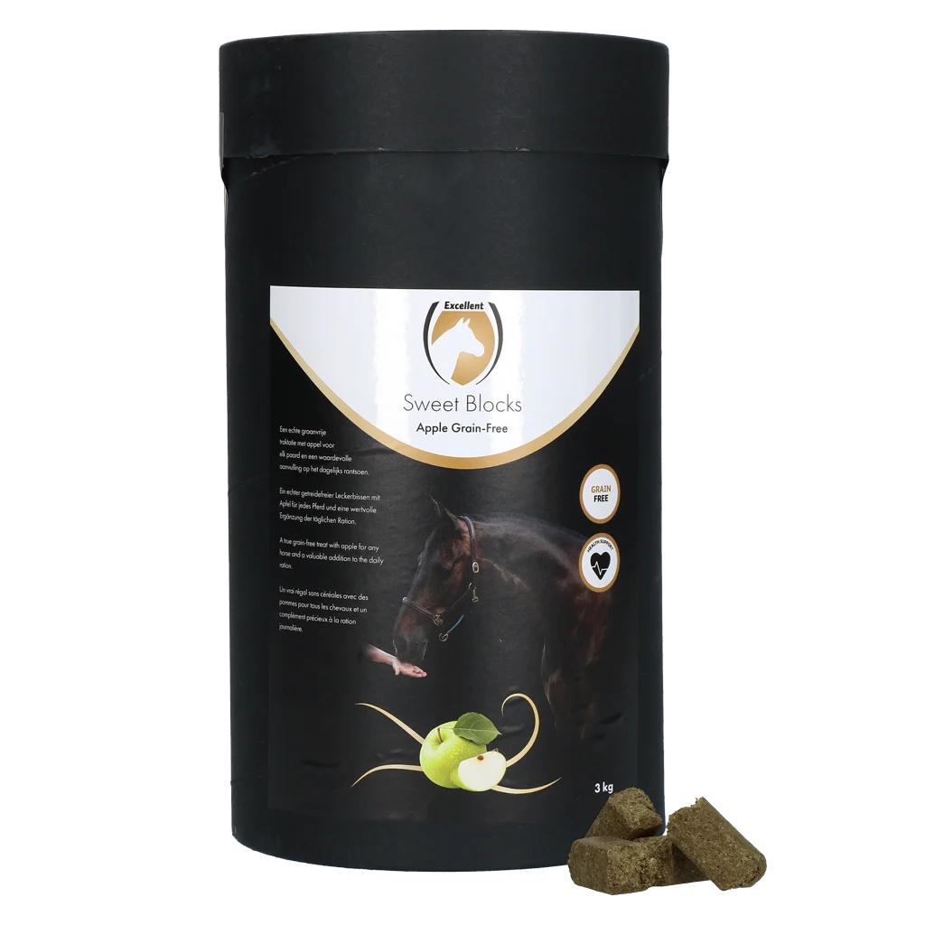Recompense pentru cai cu măr, fără cereale, 3 kg – Excellent Horse Sweet Blocks Grain-Free - imagine 1