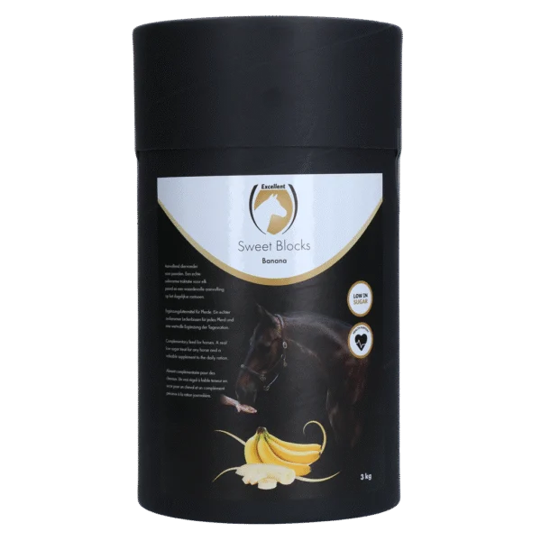 Recompense pentru cai cu banană, conținut redus de zahăr, 3 kg – Excellent Horse Sweet Blocks