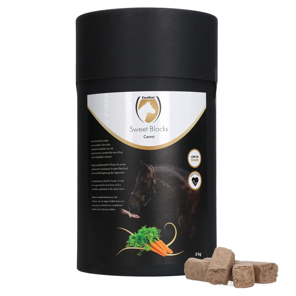 Recompense pentru cai cu morcov, cu conținut redus de zahăr, 3 kg – Excellent Horse Sweet Blocks - imagine 1