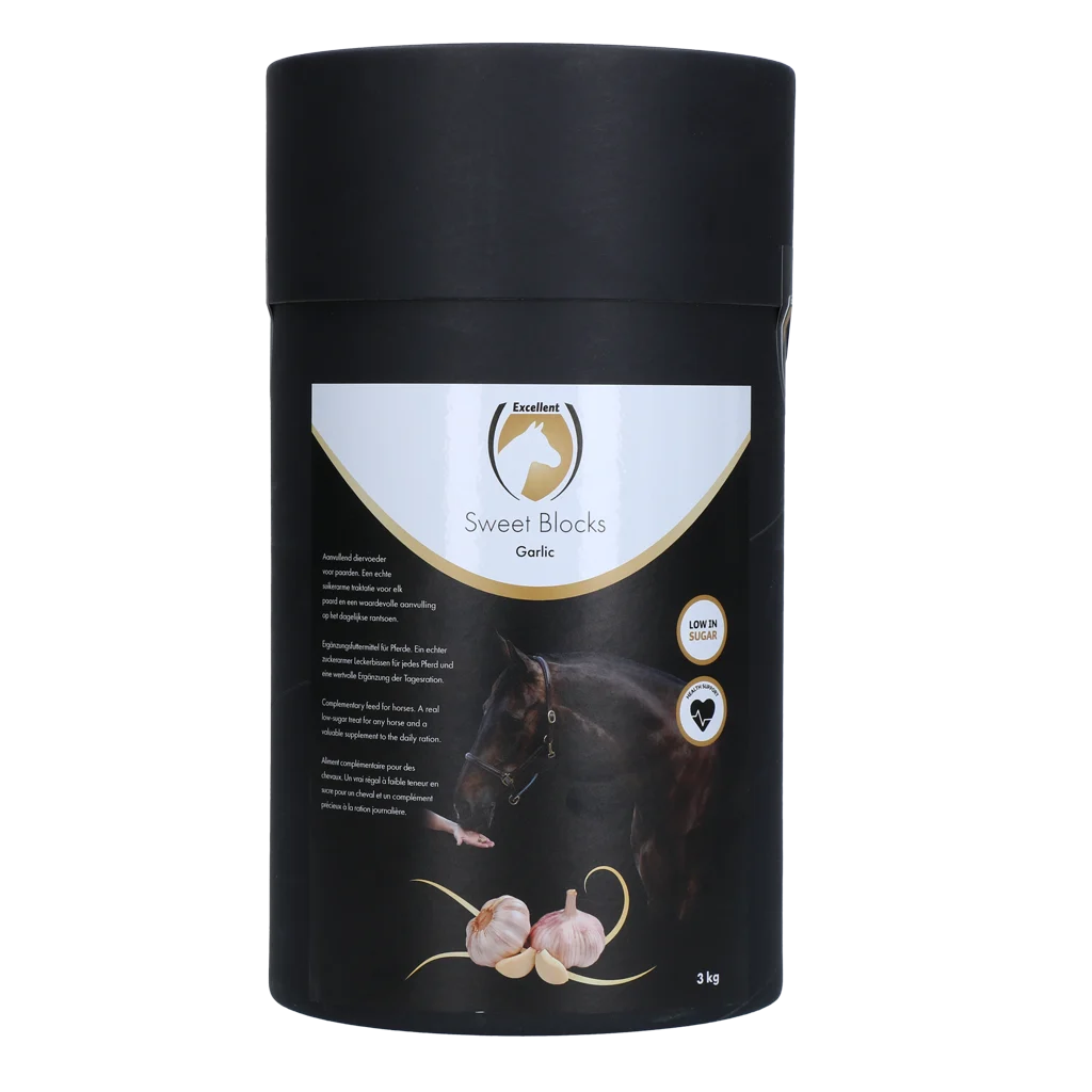 Recompense pentru cai cu usturoi, conținut redus de zahăr, 3 kg – Excellent Horse Sweet Blocks - imagine 1