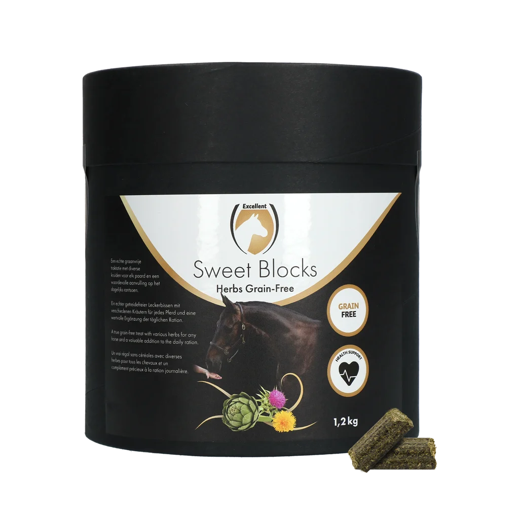 Recompense pentru cai cu plante aromatice, fără cereale, 1,2 kg – Excellent Horse Sweet Blocks Grain-Free - imagine 1