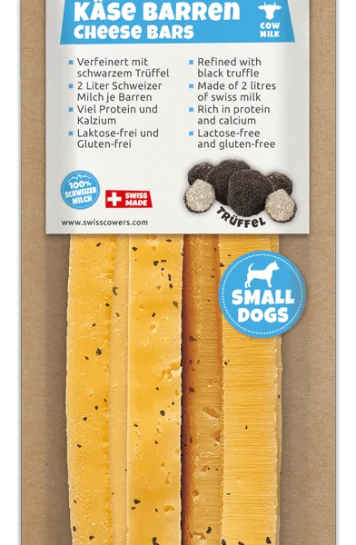 Baton de brânză pentru câini cu trufă neagră, mărimea S – SwissCowers Cheese Bars Truffle S