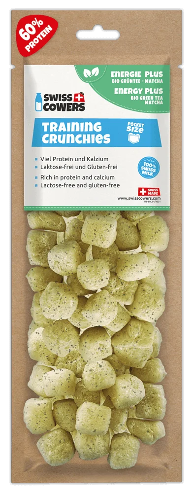 SWIS110320.png Gustări pentru dresajul câinilor din brânză cu ceai verde, 30 de recompense – SwissCowers Cheese Crunchies Training Energy Plus - imagine 1