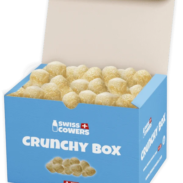 Gustări crocante cu brânză pentru câini, 118 recompense – SwissCowers Cheese Crunchies Crunchy Box
