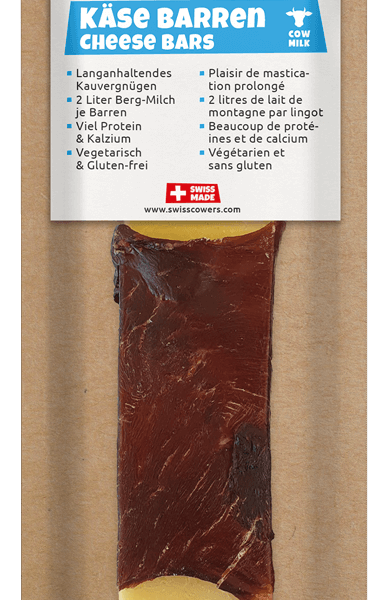 Baton de brânză pentru câini cu vită, fără lactoză – SwissCowers Cheese Bars Black Angus L