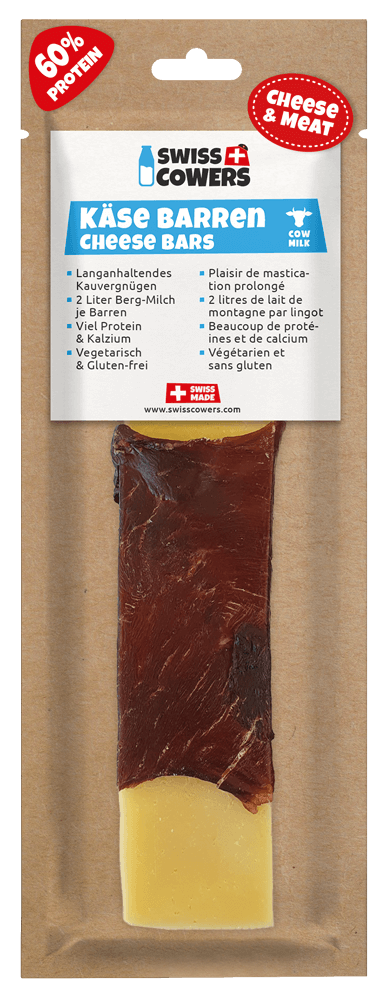 Baton de brânză pentru câini cu vită, fără lactoză – SwissCowers Cheese Bars Black Angus L