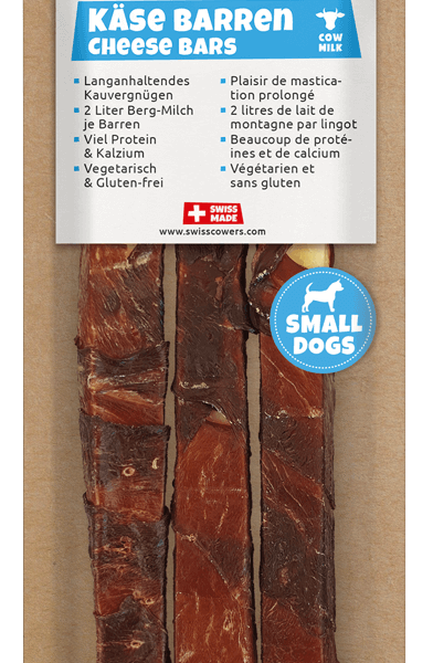 Baton de brânză pentru câini cu carne de vită, fără lactoză – SwissCowers Cheese Bars Black Angus S