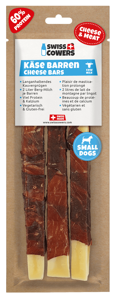 Baton de brânză pentru câini cu carne de vită, fără lactoză – SwissCowers Cheese Bars Black Angus S