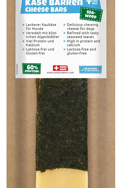 Baton de brânză pentru câini, cu alge marine, fără lactoză – SwissCowers Cheese Bars Seaweed L