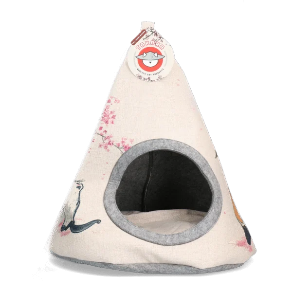 Cort pentru pisici cu pernă, 42 x 56 cm – Takara Tipi Cherry Blossom