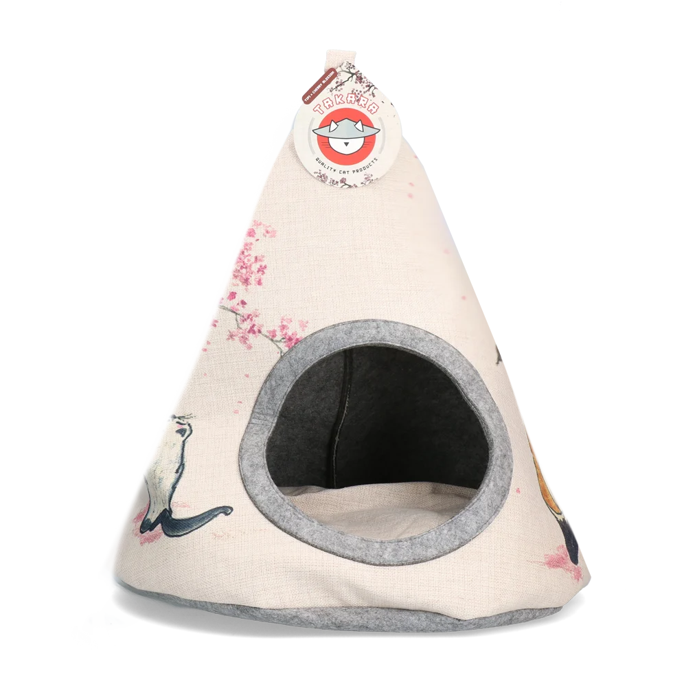 Cort pentru pisici cu pernă, 42 x 56 cm – Takara Tipi Cherry Blossom - imagine 1
