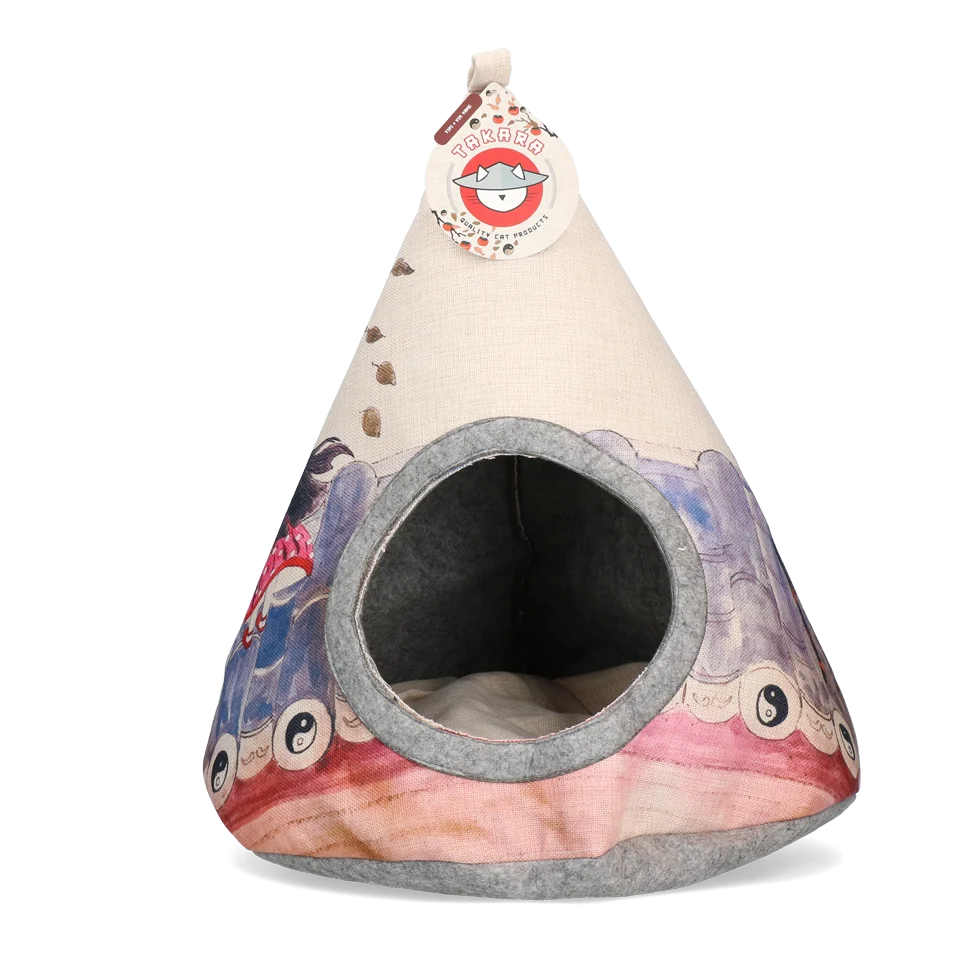 Cort pentru pisici cu pernă, 42 x 56 cm – Takara Tipi Yin Yang - imagine 1