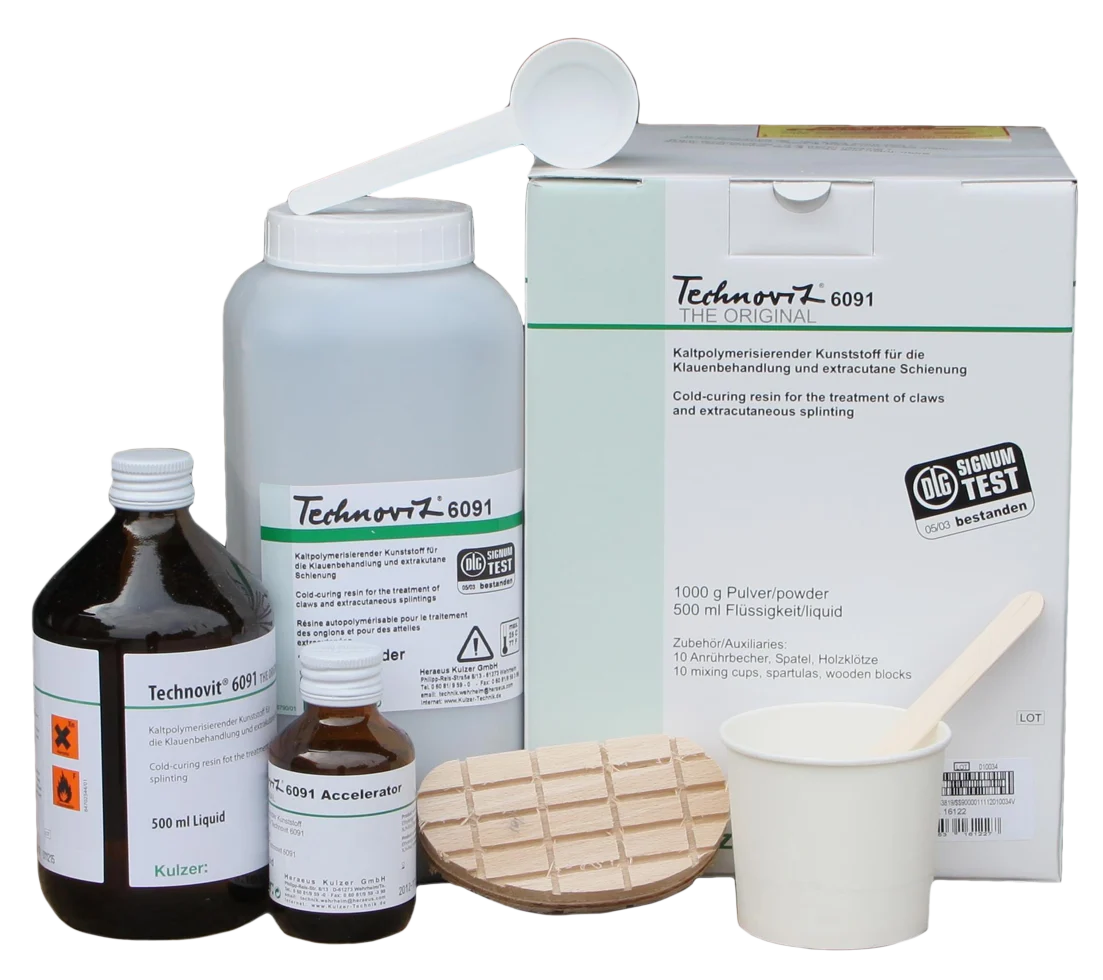 Set pentru tratamentul copitelor cu accelerator pentru 10 tratamente – Kulzer Technovit 6091 - imagine 1