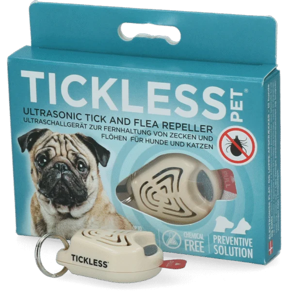 Dispozitiv cu ultrasunete împotriva căpușelor și puricilor pentru câini și pisici, bej – Tickless Pet