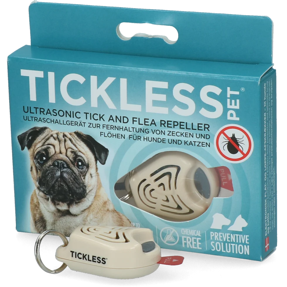 Dispozitiv cu ultrasunete împotriva căpușelor și puricilor pentru câini și pisici, bej – Tickless Pet - imagine 1