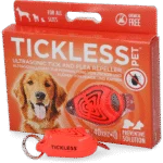 Dispozitiv cu ultrasunete pentru respingerea căpușelor și puricilor la câini și pisici, portocaliu – Tickless Pet