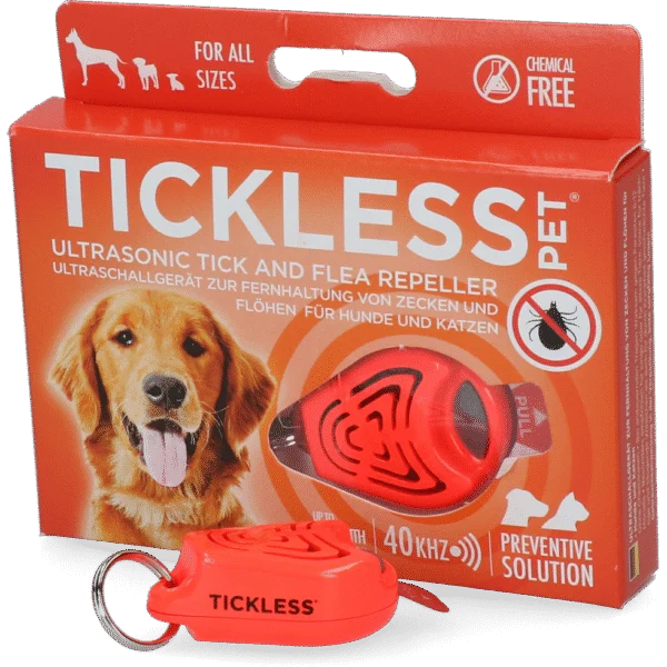 Dispozitiv cu ultrasunete pentru respingerea căpușelor și puricilor la câini și pisici, portocaliu – Tickless Pet