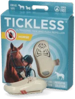 Dispozitiv cu ultrasunete pentru alungarea căpușelor la cai, bej – Tickless Horse