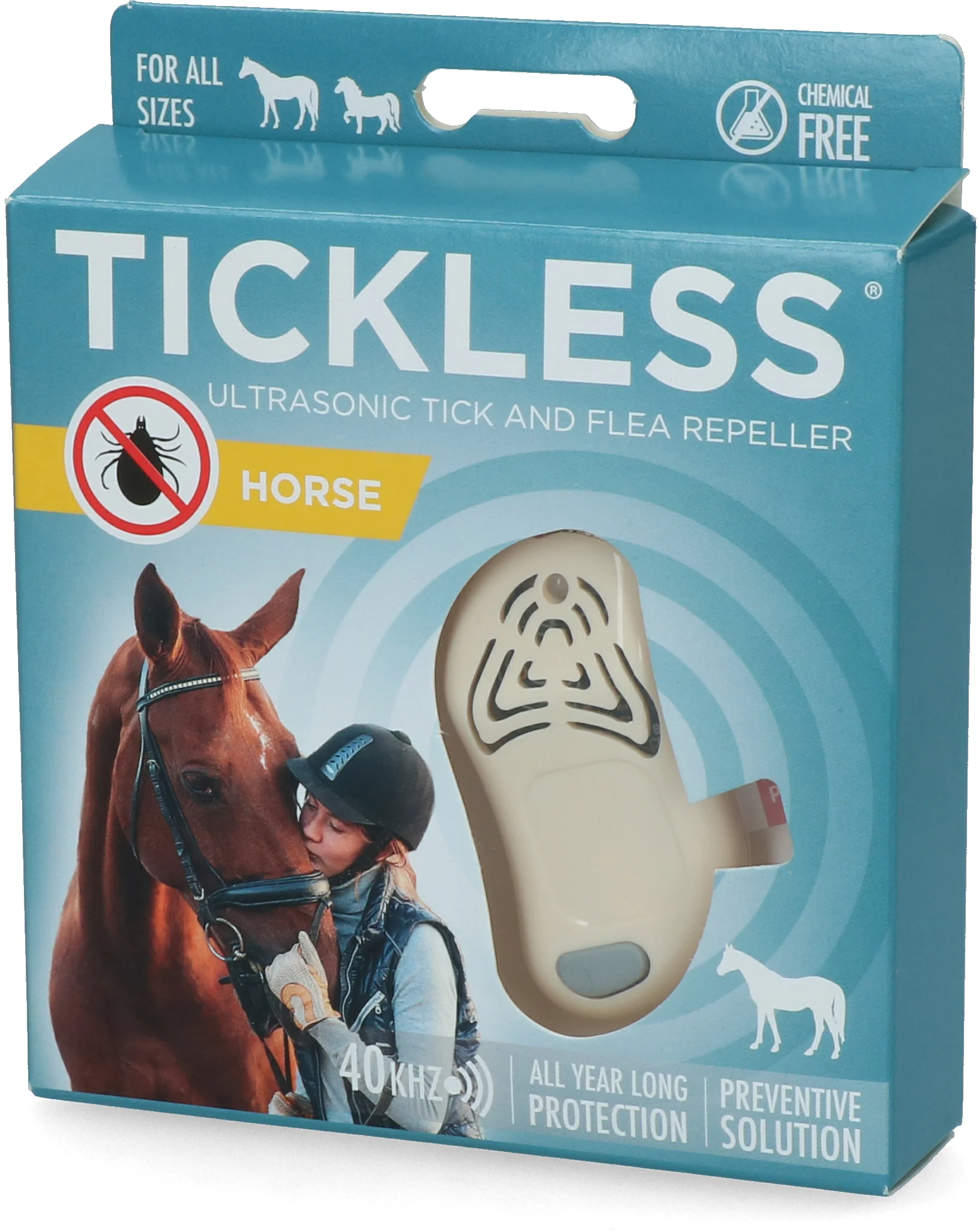 Dispozitiv cu ultrasunete pentru alungarea căpușelor la cai, bej – Tickless Horse - imagine 2