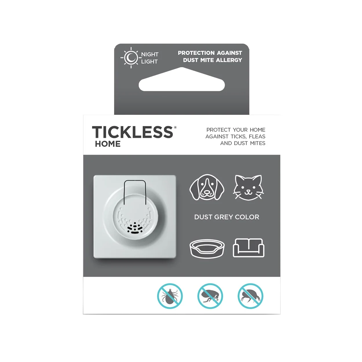 Dispozitiv cu ultrasunete pentru ținut căpușele, puricii și acarienii de praf la distanță, pentru interior, cu lumină de veghe – Tickless Home - imagine 1