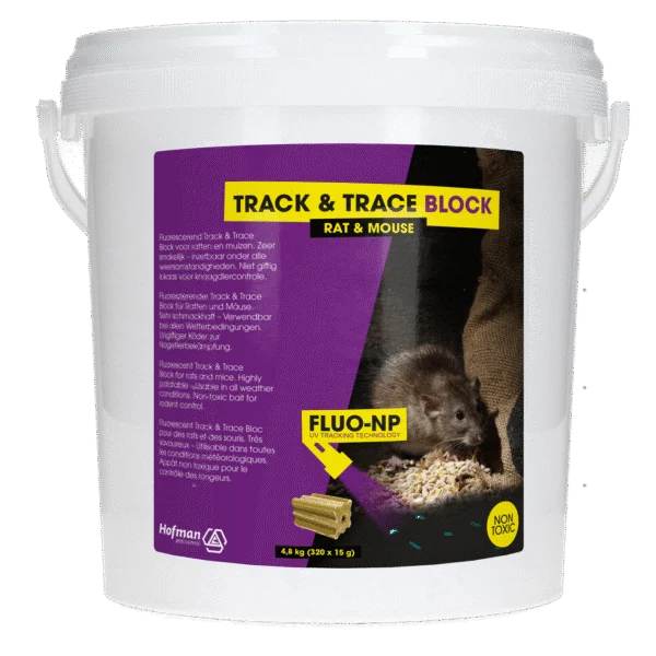 Blocuri de monitorizare pentru șoareci și șobolani, fluorescente, 320 x 15 g – Fluo-NP Track & Trace Block