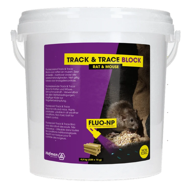 Blocuri de monitorizare pentru șoareci și șobolani, fluorescente, 320 x 15 g – Fluo-NP Track & Trace Block