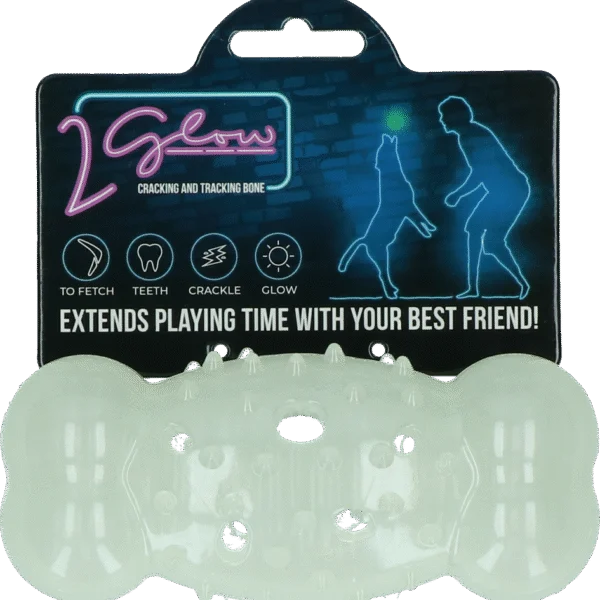 Jucărie în formă de os pentru câini, luminoasă – 2 Glow Cracking & Tracking Bone